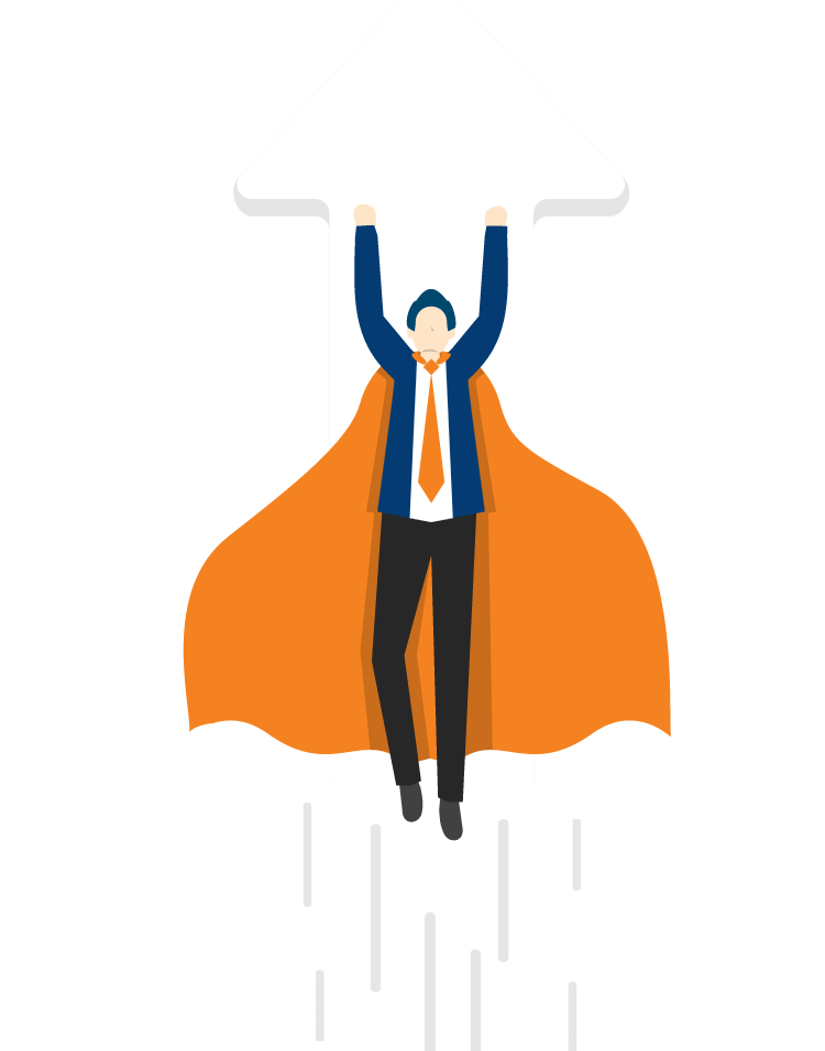 Rocket man symbolizing fast growth